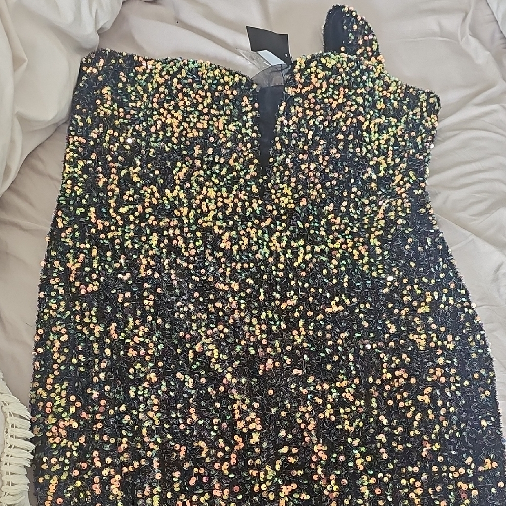 Multicolor Sequin Strapless Dress